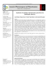 Analysis of Existing Agroforestry Practices in Sultanpur District