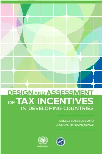 Design and Assessment of Tax Incentives in Developing Countries