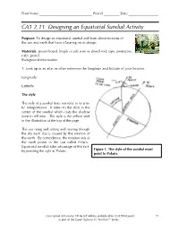 Designing an Equatorial Sundial Activity