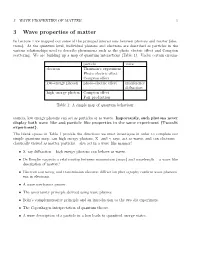 Lecture 3: Wave Properties of Matter