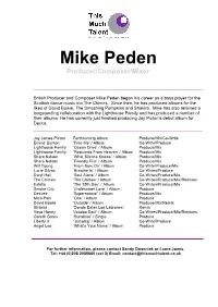 Mike Peden Producer/Composer/Mixer