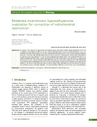 Moderate Intermittent Hypoxia/Hyperoxia: Implication for Correction of Mitochondrial Dysfunction