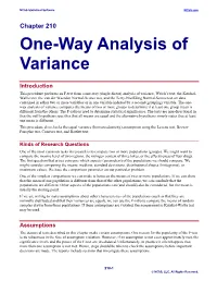 One-Way Analysis of Variance