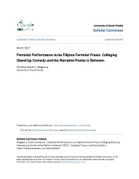Peminist Performance In/As Filipina Feminist Praxis: Collaging Stand-Up Comedy and the Narrative Points in Between