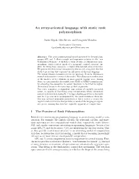An Array-Oriented Language with Static Rank Polymorphism