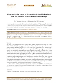 Biorisk 5: 155–173Changes (2010) in the Range of Dragonfl Ies in the Netherlands and the Possible Role