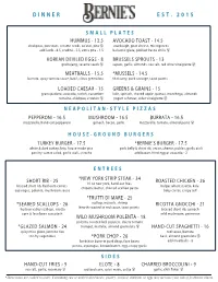 DINNER MENU June 2020
