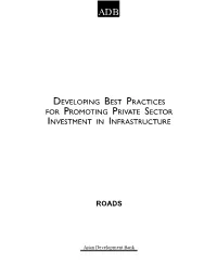 For Promoting Private Sector Investment in Infrastructure