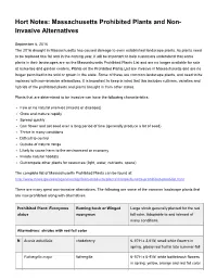 Hort Notes: Massachusetts Prohibited Plants and Non Invasive Alternatives