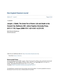 Joseph J. Walsh, the Great Fire of Rome: Life and Death in the Ancient City