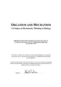 Organism and Mechanism