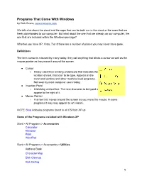 Programs That Come with Windows by Dick Evans