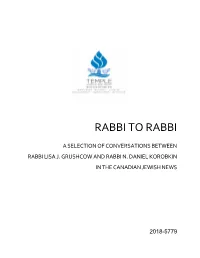 Rabbi to Rabbi