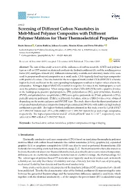 Screening of Different Carbon Nanotubes in Melt-Mixed Polymer Composites with Different Polymer Matrices for Their Thermoelectrical Properties