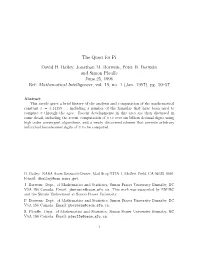 The Quest for Pi David H. Bailey, Jonathan M. Borwein, Peter B