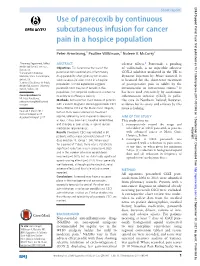 Use of Parecoxib by Continuous Subcutaneous Infusion for Cancer Pain in a Hospice Population