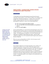 White Paper: Foundational Search Engine Optimization--Best Practices