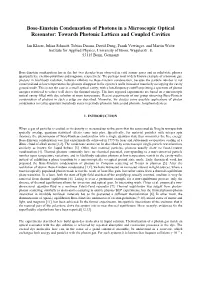 Bose-Einstein Condensation of Photons in a Microscopic Optical Resonator: Towards Photonic Lattices and Coupled Cavities