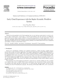 Early Cloud Experiences with the Kepler Scientific Workflow System