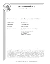 National Reconnaissance Office (NRO) Mandatory Declassification Review (MDR) Log, 2011-2016