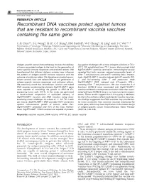 Recombinant DNA Vaccines Protect Against Tumors That Are Resistant to Recombinant Vaccinia Vaccines Containing the Same Gene
