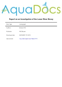 Report on an Investigation of the Lower River Bovey
