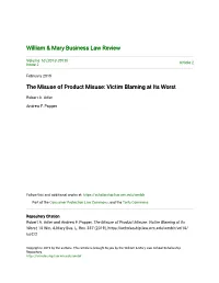 The Misuse of Product Misuse: Victim Blaming at Its Worst