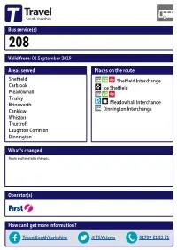 Valid From: 01 September 2019 Bus Service(S) What's Changed Areas