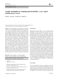 Aseptic Meningitis in Relapsing Polychondritis: a Case Report and Literature Review