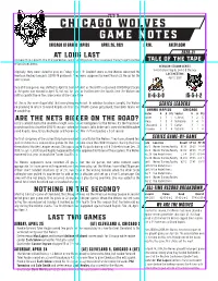 Chicaggo Wolves Game Notes