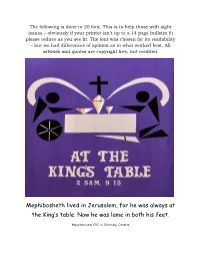 Mephibosheth Lived in Jerusalem, for He Was Always at the King's Table