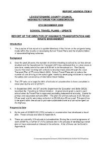 School Travel Plans – Update