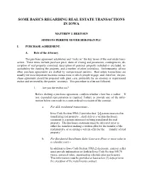 Some Basics Regarding Real Estate Transactions in Iowa