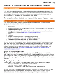 Summary of Comments - Lets Talk About Supported Transport