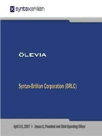 Syntax-Brillian Corporation (BRLC)