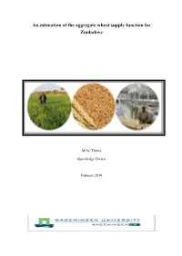 An Estimation of the Aggregate Wheat Supply Function for Zimbabwe