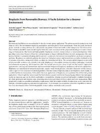 Bioplastic from Renewable Biomass: a Facile Solution for a Greener Environment