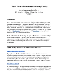 Digital Tools & Resources for History Faculty