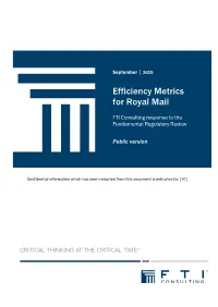Efficiency Metrics for Royal Mail