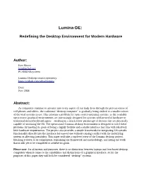 Lumina-DE: Redefining the Desktop Environment for Modern Hardware