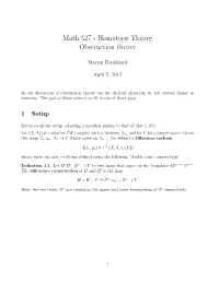 Math 527 - Homotopy Theory Obstruction Theory
