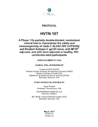 Protocol HVTN 107 Are Described Below