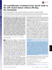 The Neurofibromin Recruitment Factor Spred1 Binds to the GAP Related Domain Without Affecting Ras Inactivation