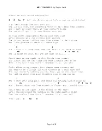 ALL TOO WELL by Taylor Swift Page 1 of 2 Video