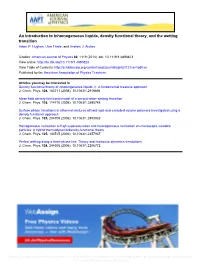 An Introduction to Inhomogeneous Liquids, Density Functional Theory, and the Wetting Transition Adam P