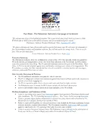 Fact Sheet - the Palestinian Authority’S Campaign of Incitement
