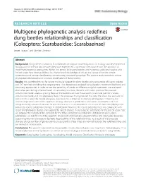 Multigene Phylogenetic Analysis Redefines Dung Beetles Relationships and Classification (Coleoptera: Scarabaeidae: Scarabaeinae) Sergei Tarasov* and Dimitar Dimitrov