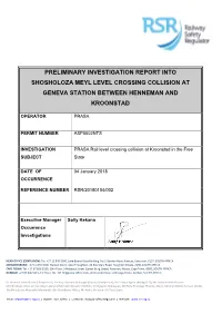 Preliminary Investigation Report Into Shosholoza
