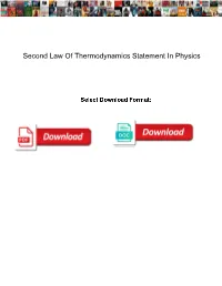 Second Law of Thermodynamics Statement in Physics