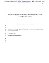 Transposable Elements Are Constantly Exchanged by Horizontal Transfer Reshaping Mosquito Genomes
